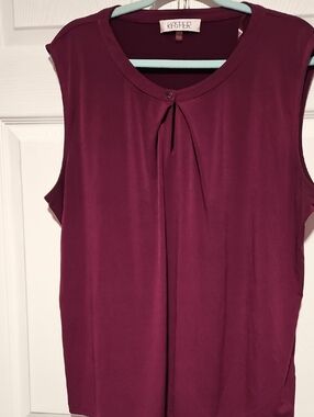 Kasper Sleeveless Pleat-Front Camisole - Plum